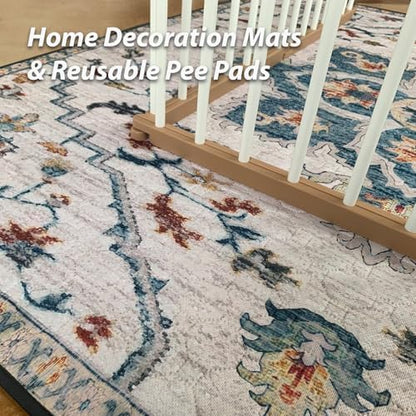nunubaby 4PACK Washable Pee Pads for Dogs, Stylish, Non-Slip and Leak-Proof Pee Pads. Reusable Potty Pads for Dogs for Crates and Floors.(Beige/Floral, 18" x24" )