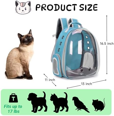 Cat Backpack Carrier Bubble Carrying Bag (Blue)