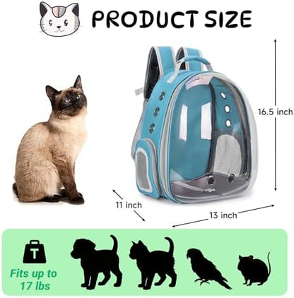 Cat Backpack Carrier Bubble Carrying Bag (Blue)