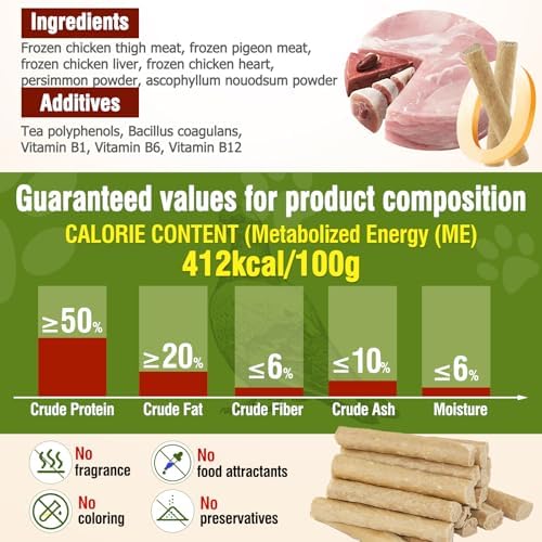 Freezed Drying Cat Chew Sticks Pigeon Flavor, Cat Teething Sticks for Teeth Cleaning Dental Care, Cats Chew Toys for Fresh Breath