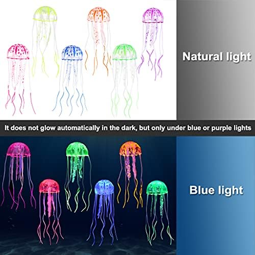 Lpraer 6 Pack Glow Jellyfish Floating Fish Tank Decorations Glowing Effect Silicone Simulation Jellyfish Ornament Aquarium Decorations (6 Colors)