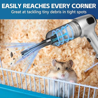 Guinea Pig Poop Spot Vacuum – Mini Cordless Assistant with LED Display, 2 Modes (4500/7500Pa), for Daily Cage Cleanup of Guinea Pig, Rabbit, Small Pets