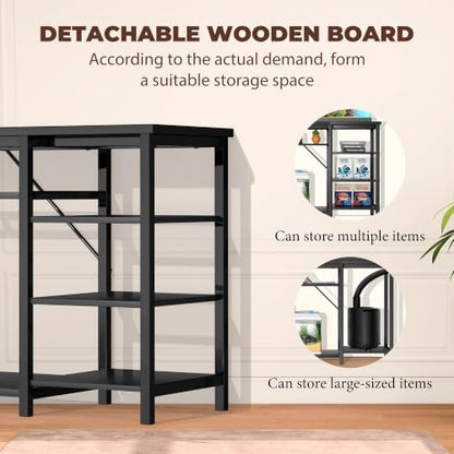 GRLEAF 40-50 Gallon Aquarium Stand with Power Outlet, Black Fish Tank Stand
