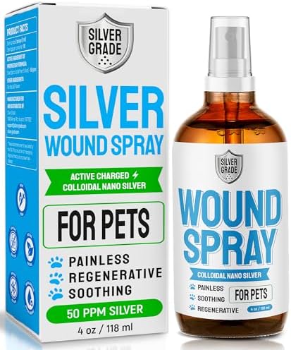 SILVER GRADE Wound Spray for Pets – Colloidal Silver Wound Care for Dogs & Cats – Helps with Skin Irritation, Hot Spots, Rashes, Scratching, Itch, Bites & Burns – Use a Dog Cone – 4 oz