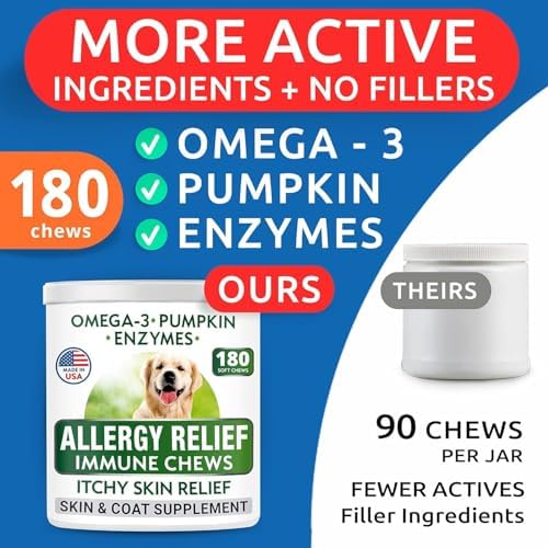 Dog Allergy Relief Chews - Skin Health & Anti-Itch Supplement with Omega-3