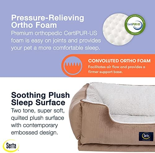 Serta Orthopedic Cuddler Dog Bed for Pets – Desert Sand (Large)