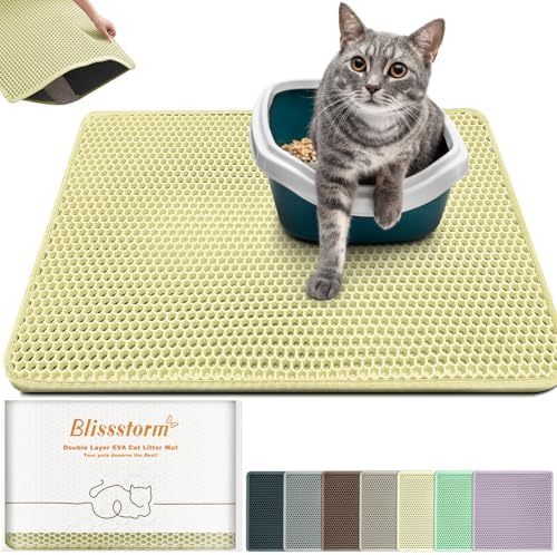 Cat Litter Mat 31"x24",Double Layer EVA Litterbox Mat Cream