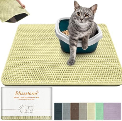 Cat Litter Mat 24"x16",Double Layer EVA Litterbox Mat Cream