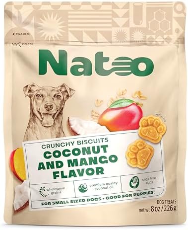 NATOO Biscuits for Small Dogs & Puppies, Coconut & Mango, 8 oz