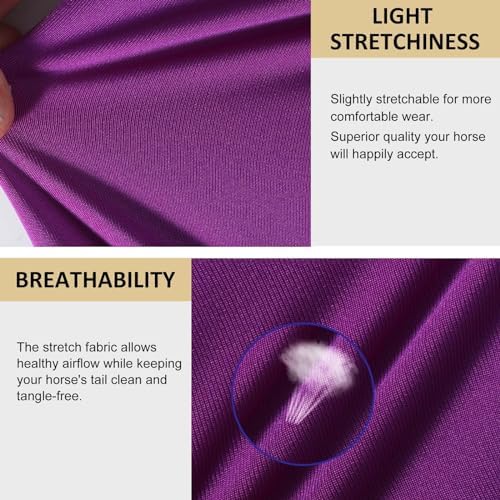 Harrison Howard Breathable Horse Tail Guard, Slip On Design, 2 Strand Straps, 22" Length, Purple