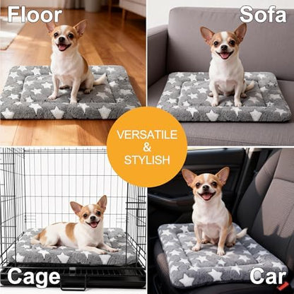 Dog Bed Mat, Reversible Crate Pads for Small/Medium/Large Dogs & Cats Sleeping, Portable & Soft, Dog Beds Crate Pad (Grey, S(24"*18"*1.5"))