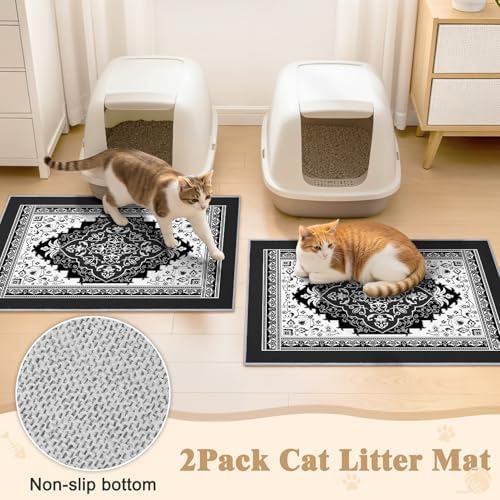 Bienbee Cat Litter Mat, 2 Pack 33" x 22" Machine Washable for Litter Boxes
