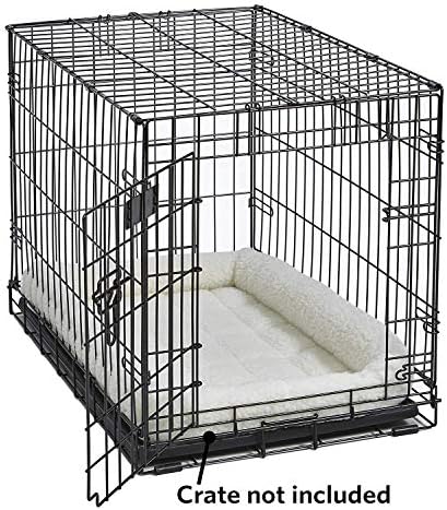 MidWest Homes for Pets QuietTime Dog Bed - White Fleece Bolster, Ultra-Soft and Machine Washable, Fits 42-Inch Crates and Carriers, for Large Breed Dogs