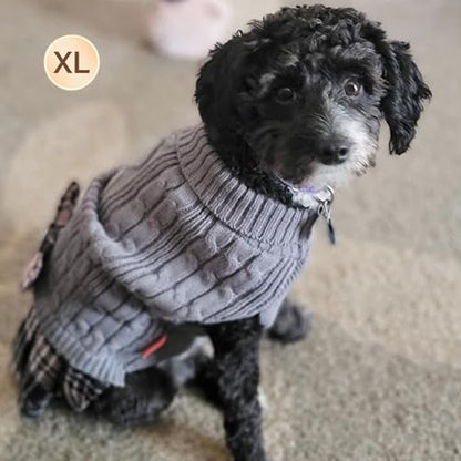 KYEESE Dog Sweater Dress for Small Medium Dogs Turtleneck Thick Knit