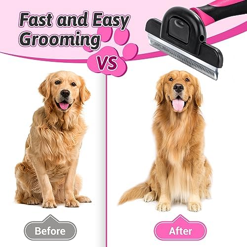 MIU COLOR Long Hair Pet Grooming Brush for Medium & Large Dogs & Cats,Pink
