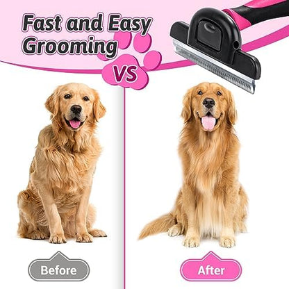 MIU COLOR Long Hair Pet Grooming Brush for Medium & Large Dogs & Cats,Pink