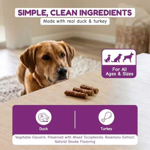 Loving Pets Natural Value Duck Sausages - Soft Jerky Dog Treats for Large & Small Breeds - Healthy Gluten, Wheat, Soy & Grain Free Pet Treats for Dogs