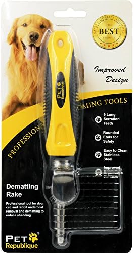 Pet Republique Dematting Tool for Dogs and Cats - Stainless Steel Matt Breaker Rake for Undercoat and Mat Brush - Knot Out for Long Haired Breed Pets
