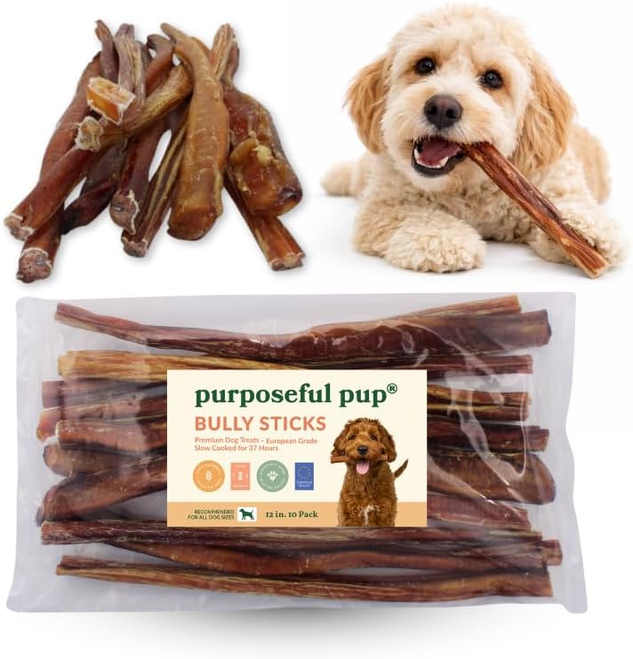 Bully Sticks for Large Dogs 12" – Single Ingredient, 10-Pack