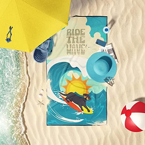 Caroline's Treasures MLM1236TWL3060 Surfer Dog Black Labrador Retriever Premium Beach Towel Oversized Towel Beach Blanket, Pool, Beach Essentials, Yoga, Premium Bath Towel, Quick Dry Plush