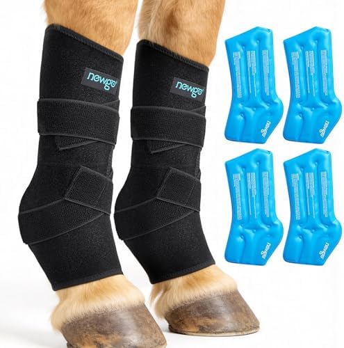 NEWGO Horse Ice Pack, 2 Wraps with 4 Reusable Gel Packs