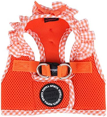 Puppia Vivien Vest Dog Harness Step-in All Season Mesh Cute No Pull No Choke Walking Training for Small Dog, Orange, X-Small