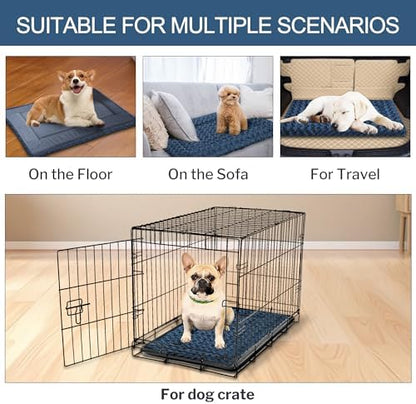 Dog Crate Pad Washable Cat Dog Pet Bed for Crate kennel Large Mat 36in Blue