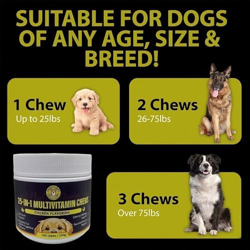 MEADOWS & MUTTS 25-in-1 Multivitamin for Dogs, 100 Soft Chews – Daily Dog Vitamins with Glucosamine, MSM, Omega-3 and Probiotics for Joint, Gut, Skin & Coat and Immune Support