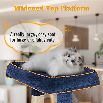 FDW 37.8" Cat Tree Tower | Navy Blue | Multi-Level Indoor Activity Center