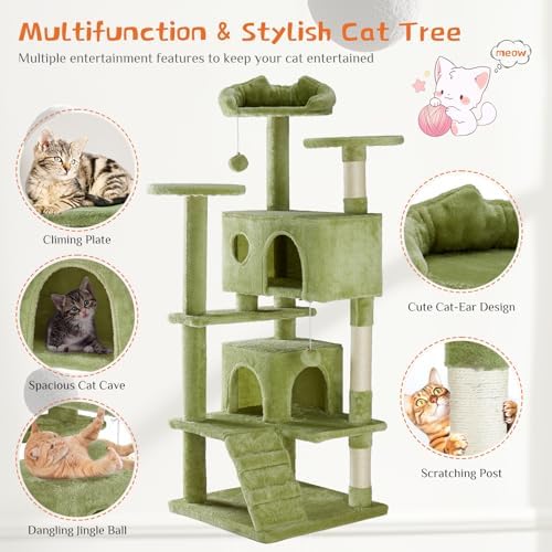 54 Inch Cat Tree Tower with Natural Sisal Scratching Post