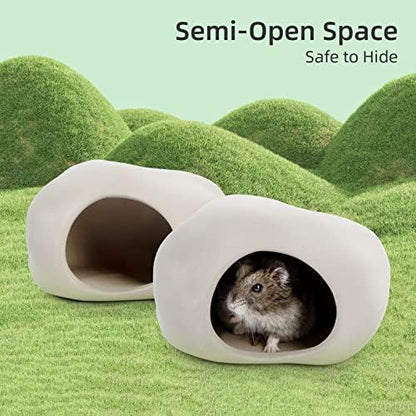 Niteangel Ceramic Hamster Habitat Hideout: Stone-Shaped & Non-Chewable