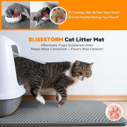 Cat Litter Mat 47"x27",Double Layer EVA Litterbox Mat Dark Gray