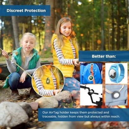 INFINITE ORBIT AirTag Holder for Kids – 2 Pack Anti-Removal Locking Case, GPS Tracker Holder Suitable for Children, Elderly, Pets & Luggage, Hidden Air Tag Pin Case (Compatible with Apple AirTag)