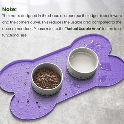 PWTAA Dog Food Mat Anti-Slip Silicone Dog Bowl Mat Thicker Pet Placemat Waterproof Cat Feeder Pad with Raised Edge Puppy Kitten Feeding Mats Suitable Small Medium-Sized Dogs Cats Eating Tray