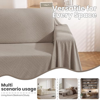 L Shaped Sectional Couch Cover 2 Piece, Large, Khaki
