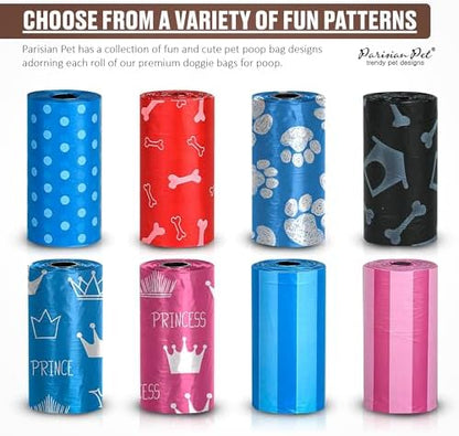 Parisian Pet Ecofriendly Dog Poop Bags Rolls - 320 Count Unscented Poop Bags For Dogs - Leakproof, Extra Thick, 16 Dog Waste Bags Refill Rolls - Princess Pink Doggie Poop Bags - Fits All Dispenser
