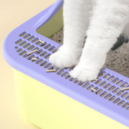 Litter Box, Open Top Cat Litter Box with High Sides & Detachable Basin, Includes Shovel Cat Litter Box(Gray)