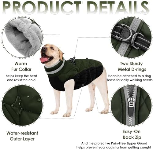 AOFITEE Dog Coat with Harness Warm Reflective Dog Jackets for Medium Dogs