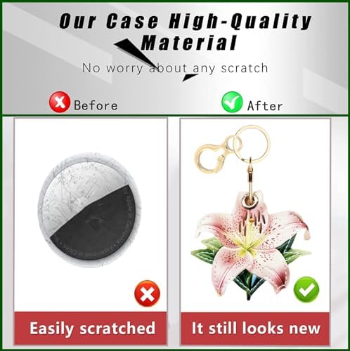 BORKUANA PU Leather Keychain Holder Protective Case Compatible with AirTag