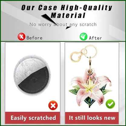 BORKUANA PU Leather Keychain Holder Protective Case Compatible with AirTag