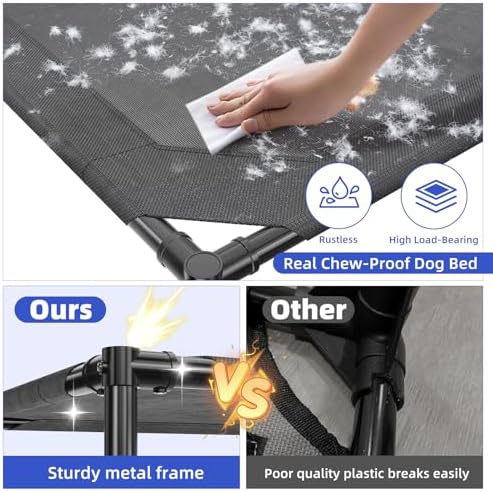 Simple Trending Elevated Dog Bed for Large Dogs, Waterproof Raised Dog Cot with Washable Mesh, Cooling Breathable Pet Bed for Outdoor, 42" x 31", Black (Pack of 2)