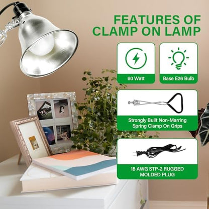 Simple Deluxe Clamp Lamp Light with 5.5 Inch Aluminum Reflector up to 60 Watt E26 (no Bulb Included) 6 Feet 18/2 SPT-2 Cord, 1-Pack