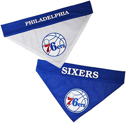 NBA Dog Bandana - Philadelphia 76ers Reversible Pet Bandana. 2 Sided Home & Away Sports Bandana with a PREMIUM Embroidery TEAM Logo, Small/Medium
