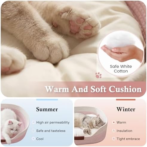 YOUDENOVA Cat Bed, Stimulicat Handwoven Cat Basket with Cushion