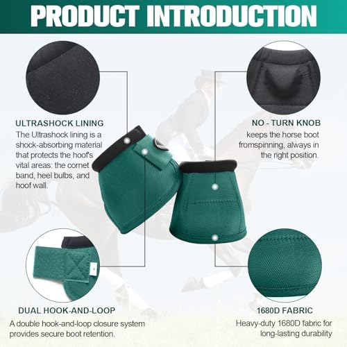 Horse Bell Boots for Outdoor Sports(Turquoise, L)