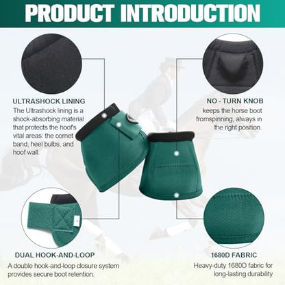 Horse Bell Boots for Outdoor Sports(Turquoise, M)