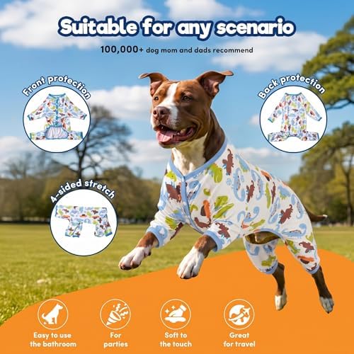 LovinPet Large Dog Pajamas, Pet Pajamas for Dogs, Dinosaur Print, 3XL