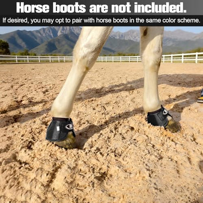 Horse Bell Boots for Outdoor Sports (Black, XL)