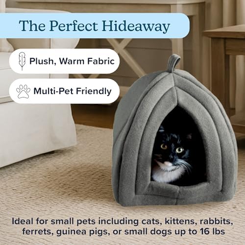 PETMAKER Indoor Cat House with Removable Foam Cushion, Gray, 13.5” x 15.75”
