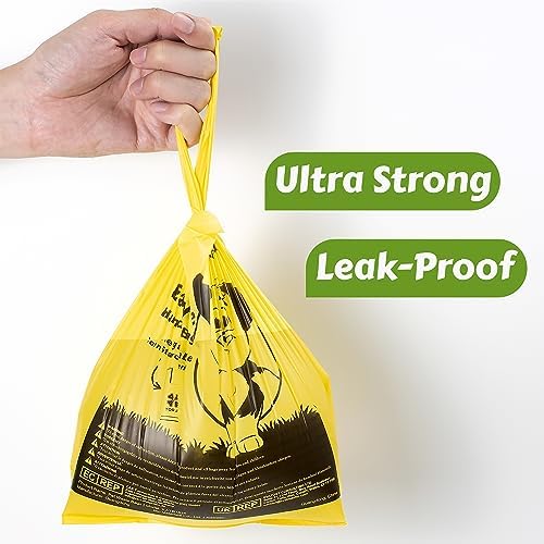Tie Handles Dog Poo Bags, 440 Pet Poop Bags, Thick and Strong 100% Leak-Proof Biodegradable Waste Bags (Yellow)
